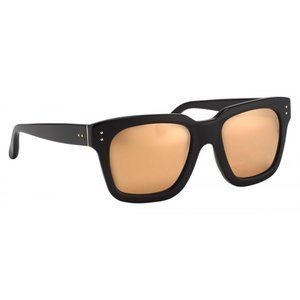 Linda Farrow D Frame Black Matte gold sunglasses